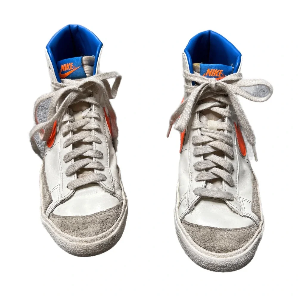 Nike Blazer Mid 77 Vintage Sail White Orange Leather High Top Sneakers Women 8.5